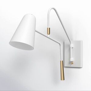 Modern White Wall Sconce with Gold Accents